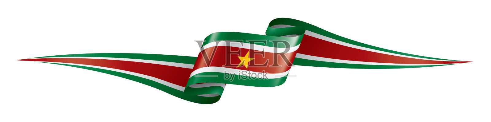 苏里南国旗，白色背景矢量插图插画图片素材