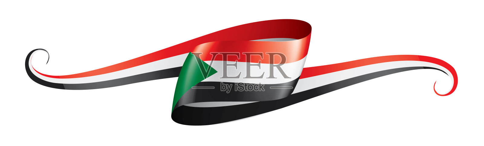 苏丹国旗，矢量插图在白色的背景插画图片素材