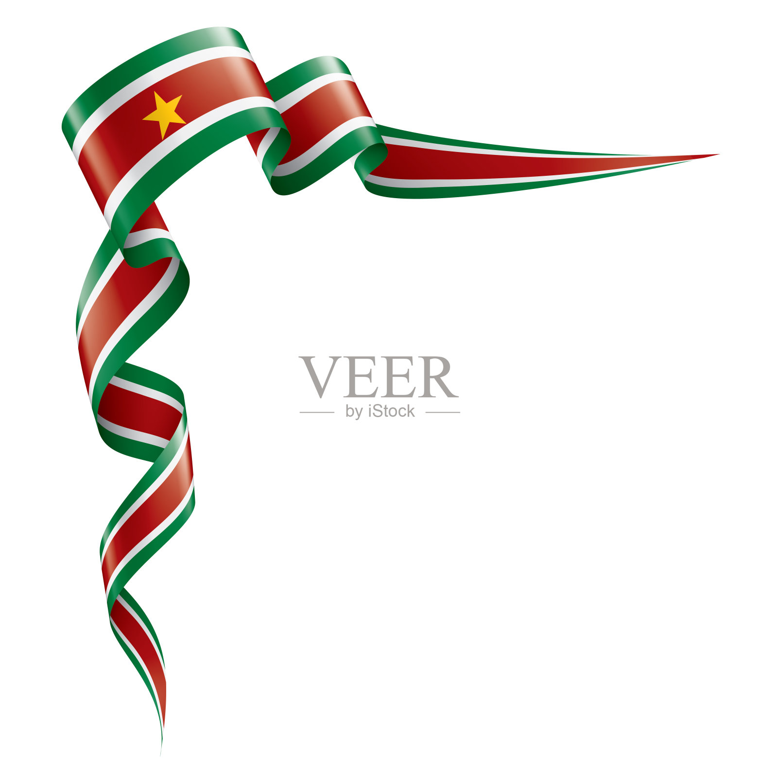 苏里南国旗，白色背景矢量插图插画图片素材