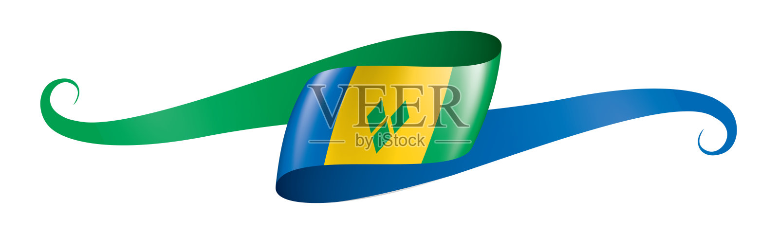 圣文森特和格林纳丁斯旗，白色背景矢量插图插画图片素材