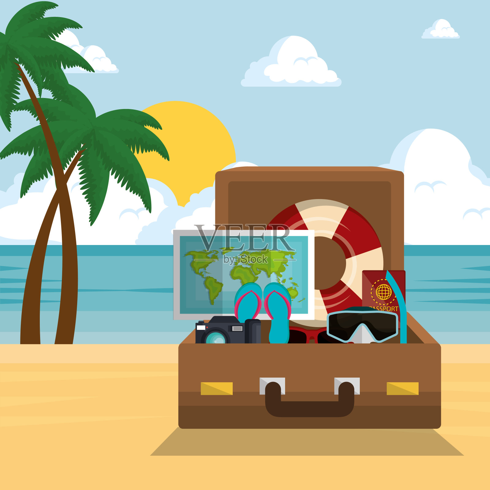 夏日海滩图标插画图片素材