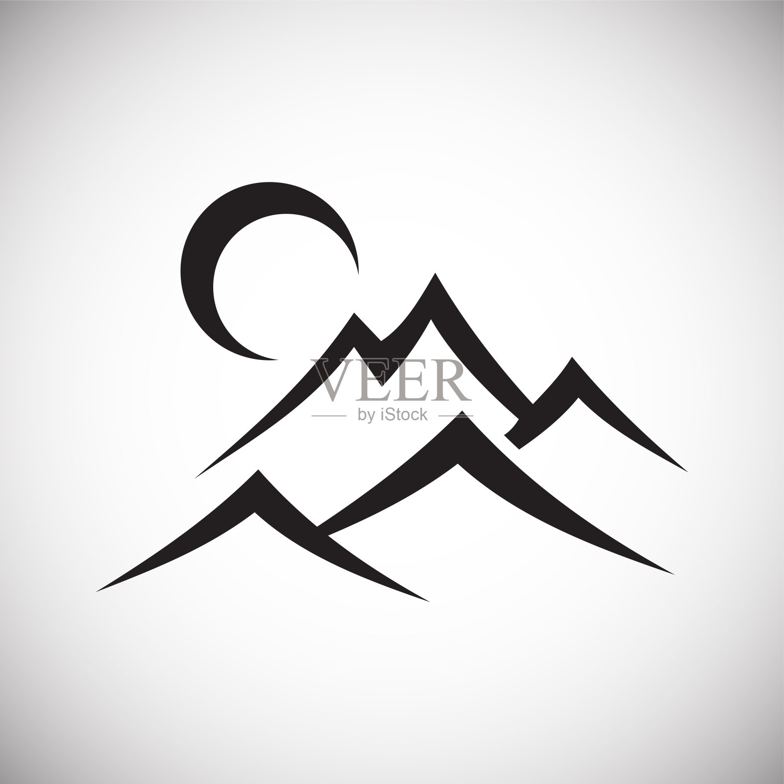 在图形和网页设计的背景上的山图标。简单的矢量信号。网站按钮或手机应用的互联网概念符号。插画图片素材