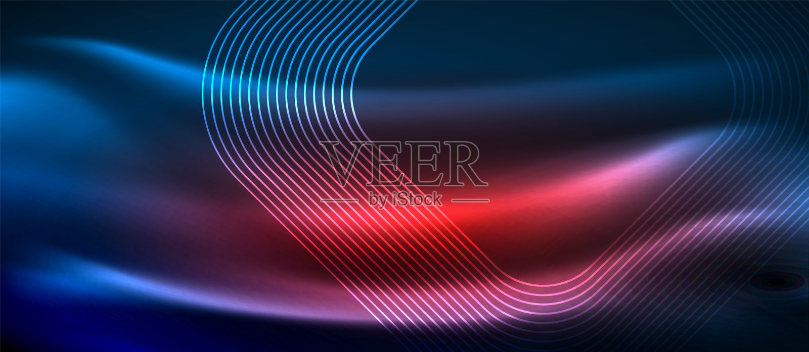 霓虹灯发光的技术线，高科技未来抽象的背景模板与方形形状插画图片素材