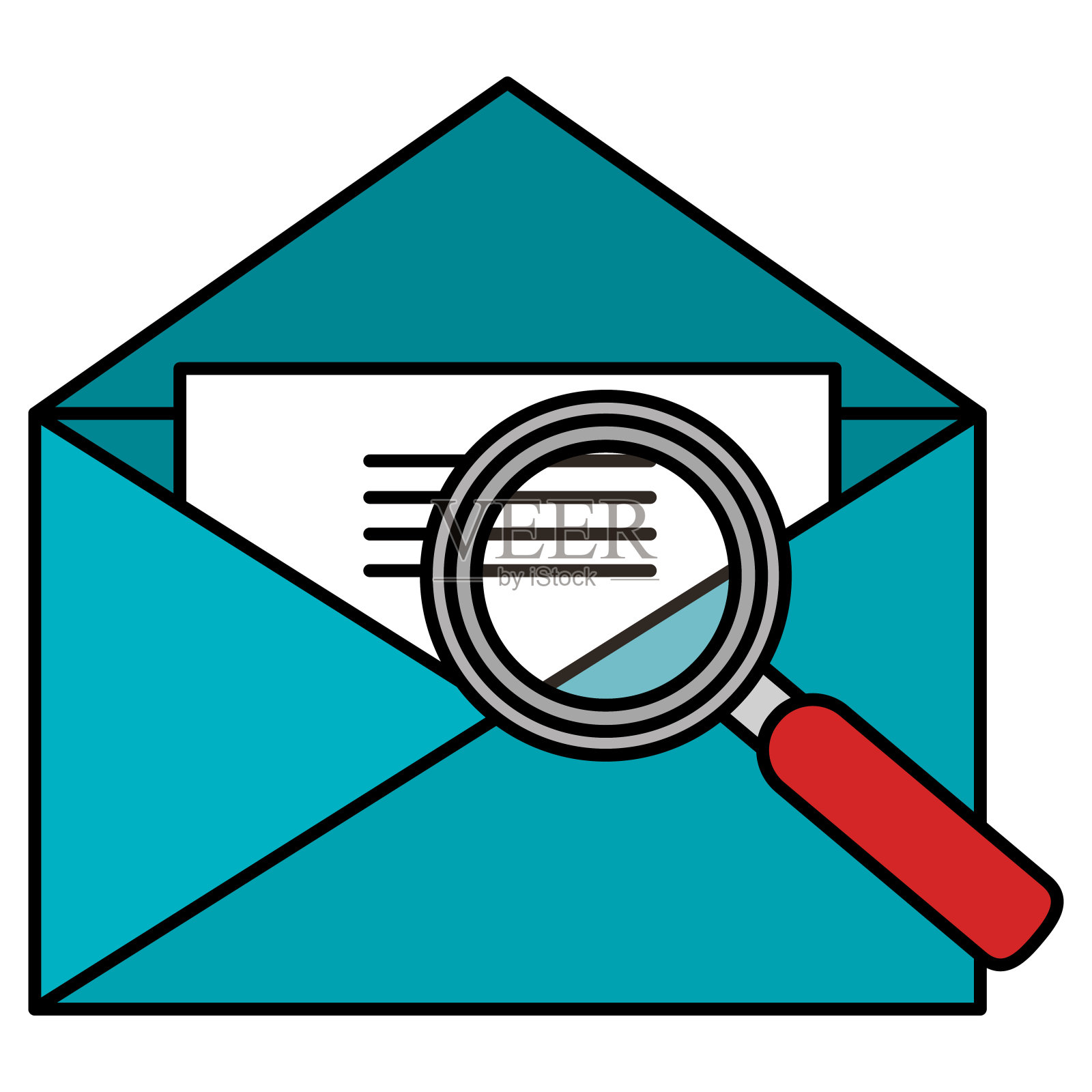 用放大镜信封邮件插画图片素材