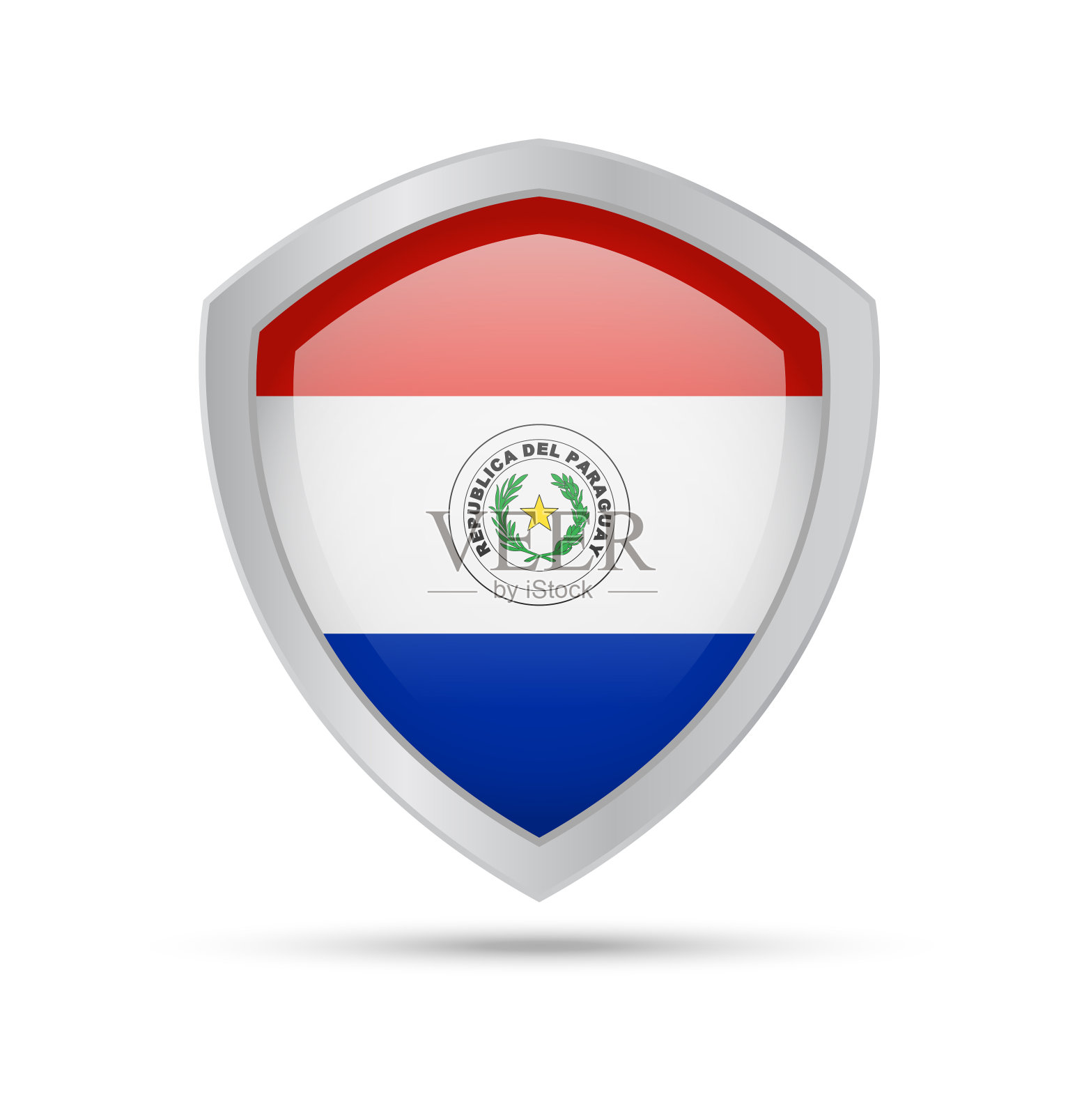 盾与巴拉圭国旗在白色的背景。设计元素图片