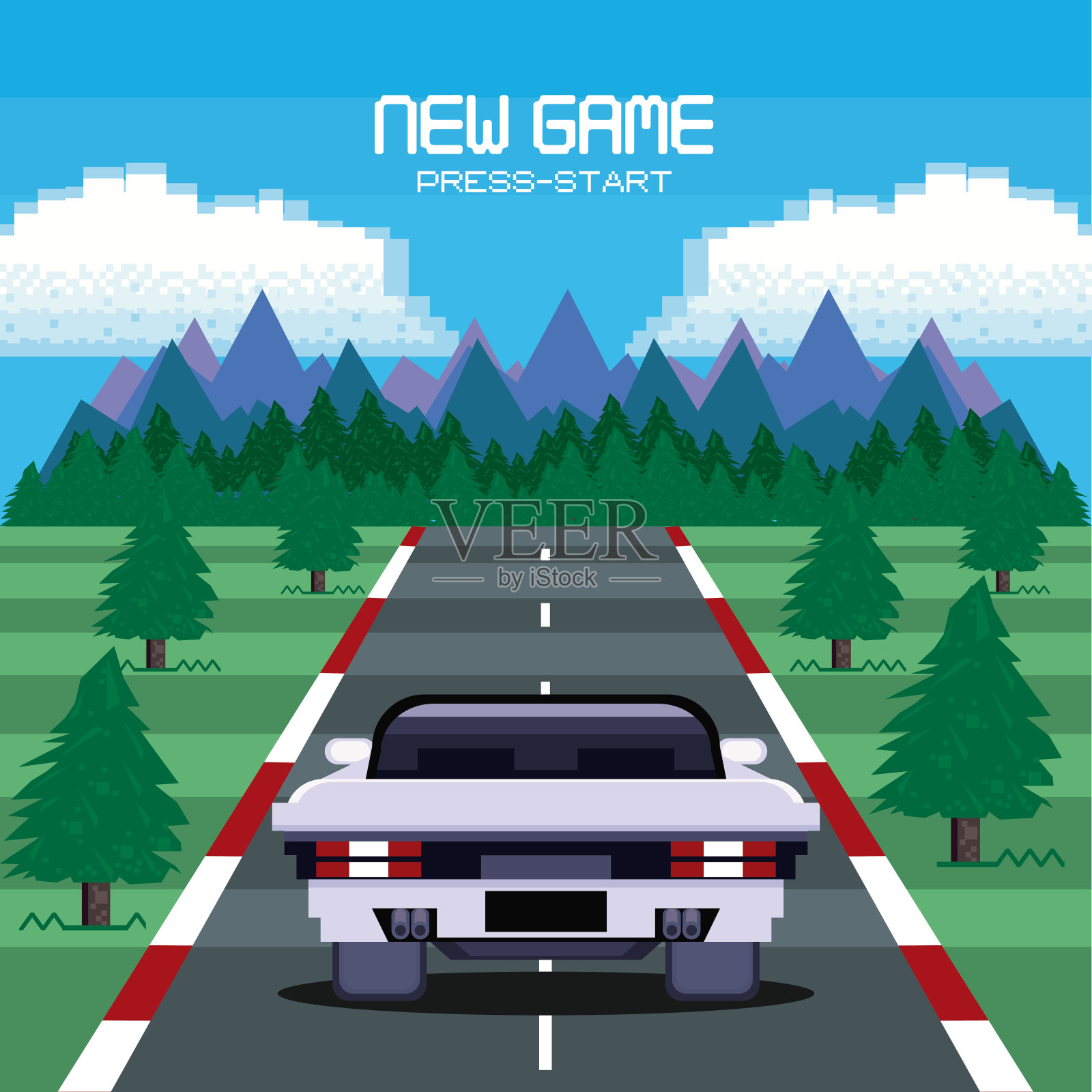 复古电子游戏屏幕街机背景卡插画图片素材