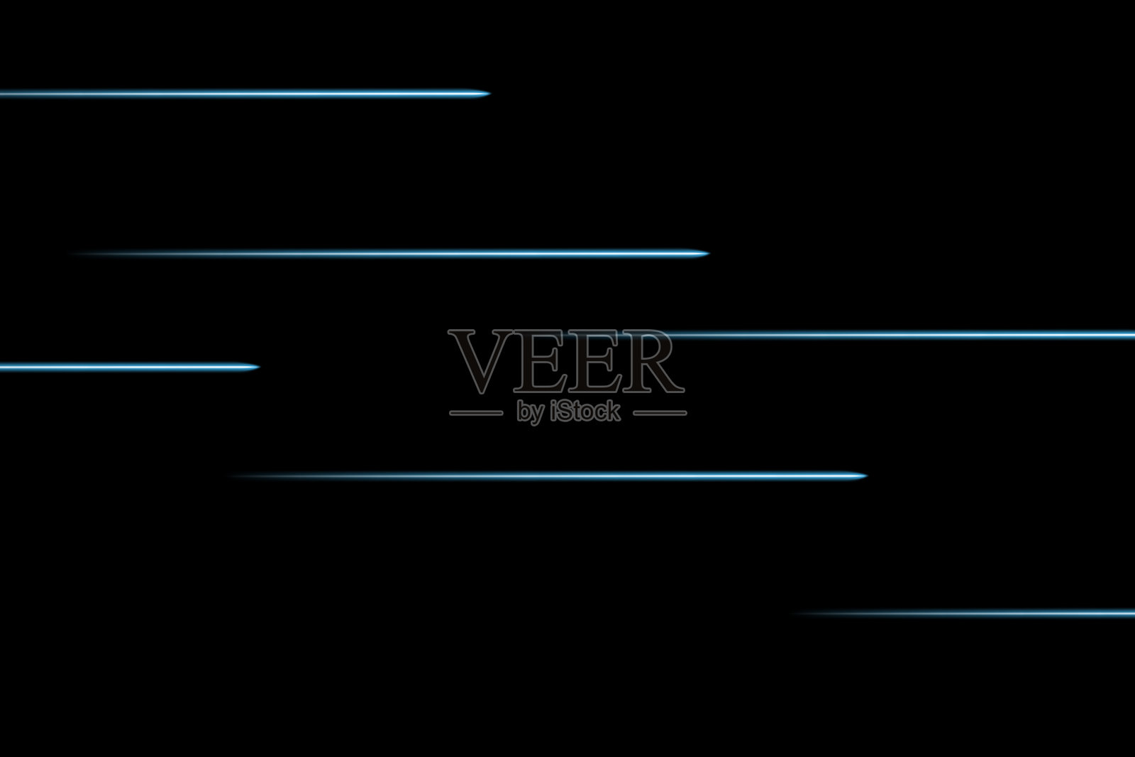 在空间中移动抽象的霓虹灯线条。抽象的蓝色霓虹灯线在空间上的黑暗孤立的背景。矢量光效应插画图片素材
