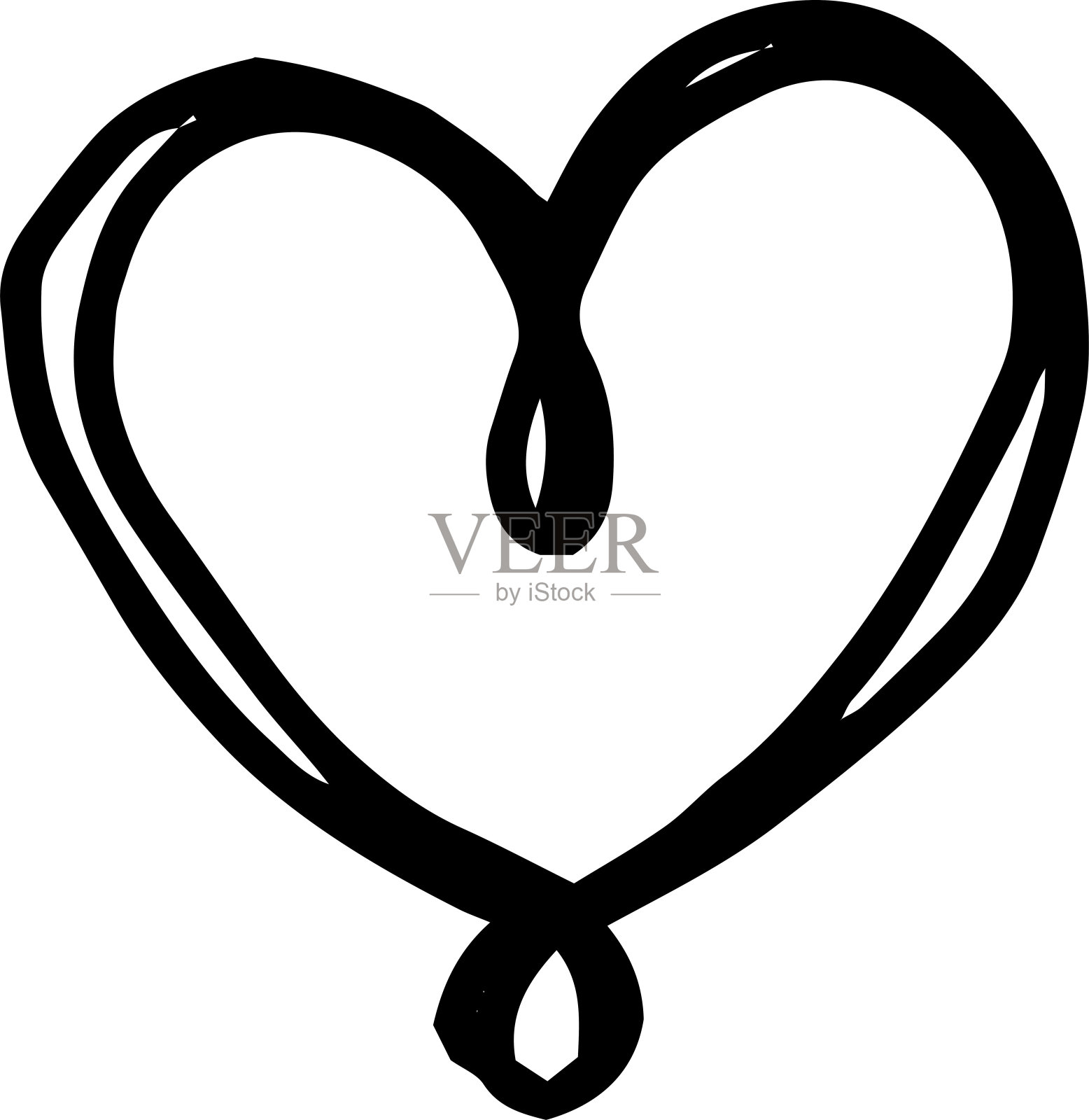 手绘可爱的黑色心形插画插画图片素材