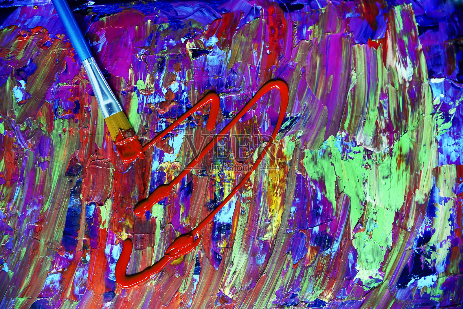 特写画笔和调色板的背景。照片摄影图片