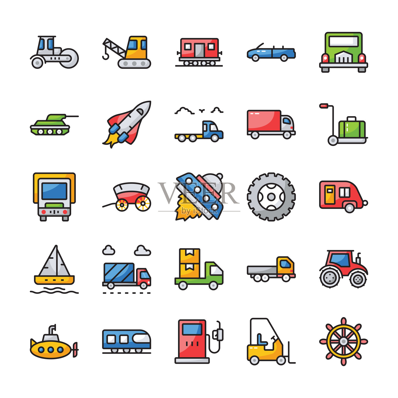 运输平面图标集图标素材