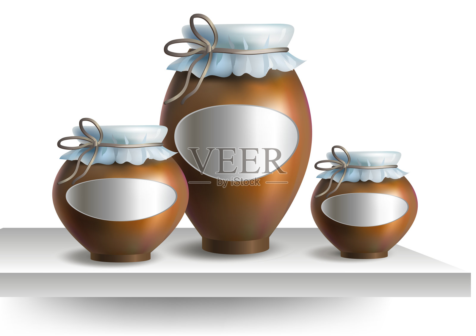 架子上放食物的陶罐。插画图片素材