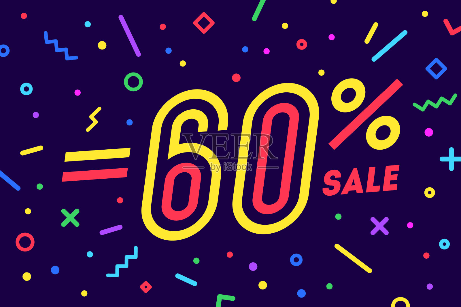 销售的-60%。横幅为折扣，出售。设计海报设计模板素材