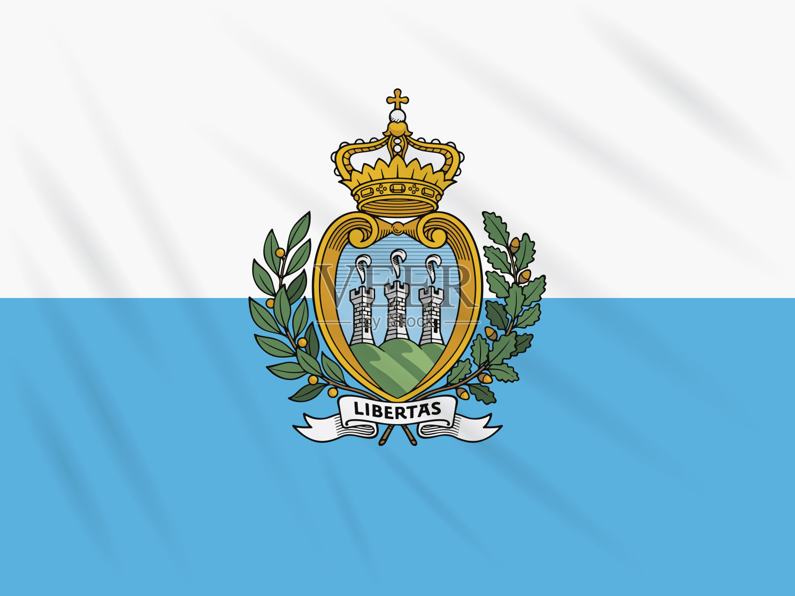 圣马力诺旗在风中摇摆，矢量插画图片素材