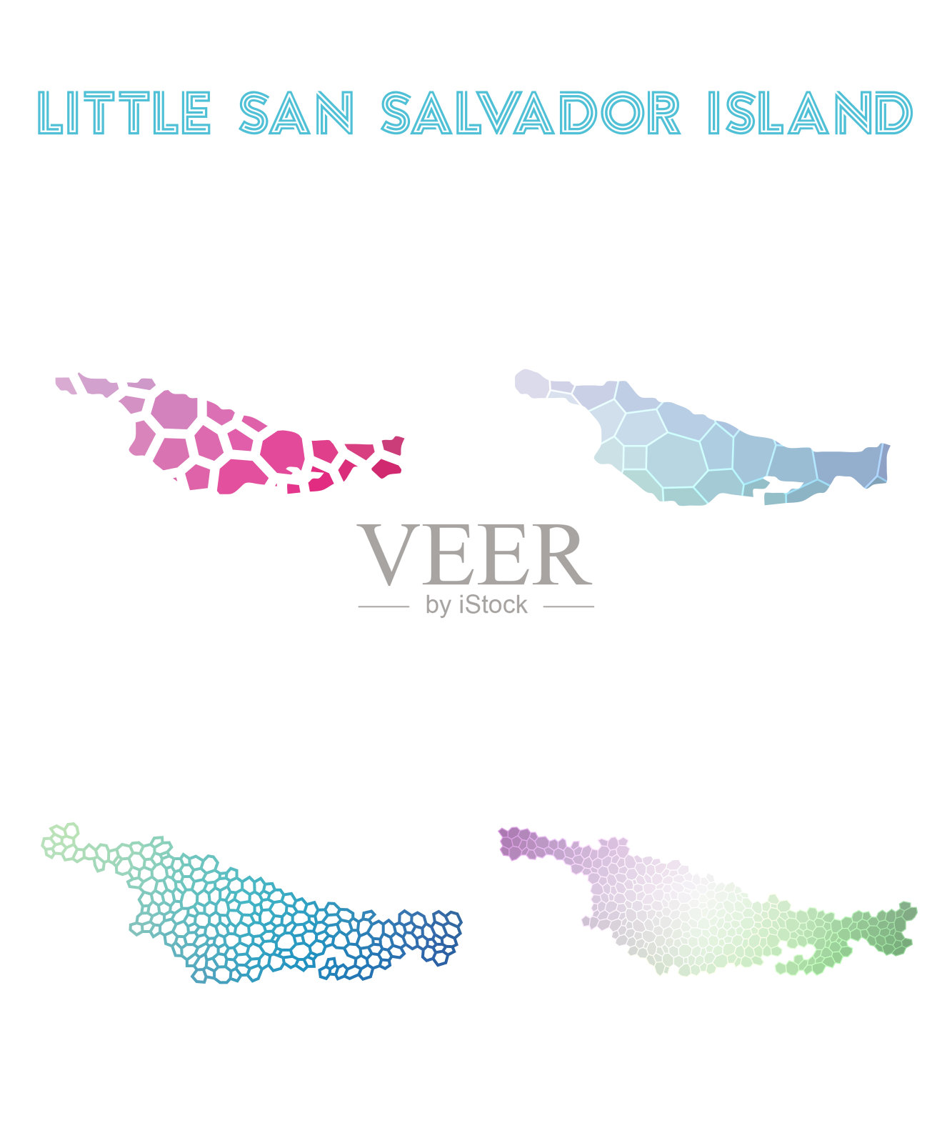 小圣萨尔瓦多岛多边形岛屿地图。插画图片素材