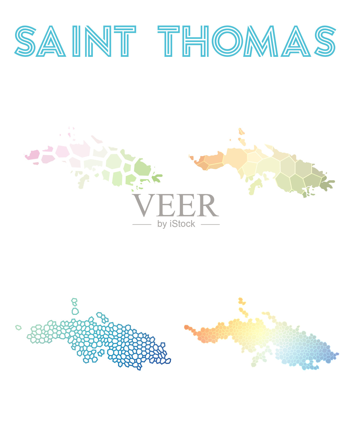 圣托马斯多边形岛地图。插画图片素材