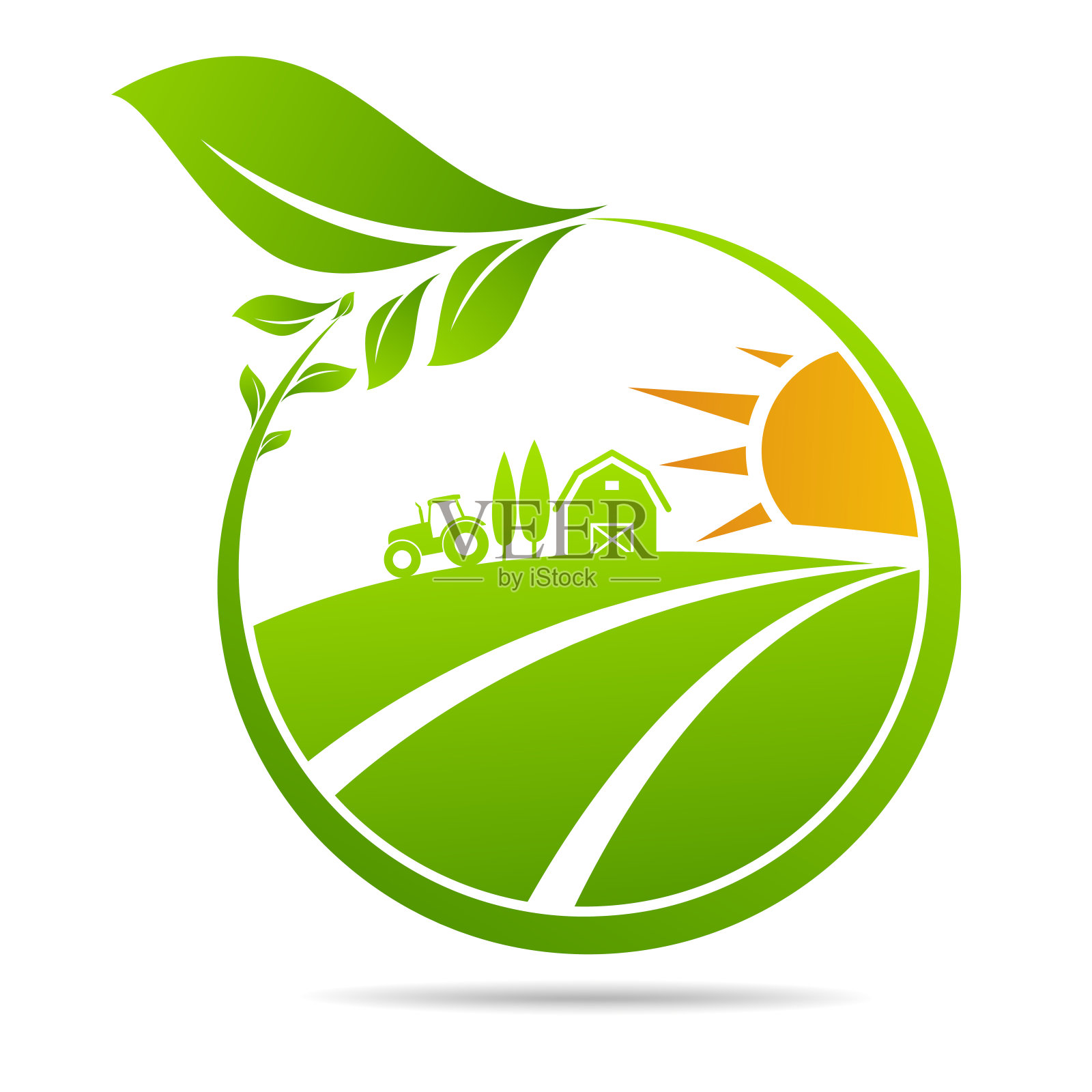 农场图标概念logo叶子图标矢量素材插画图片素材