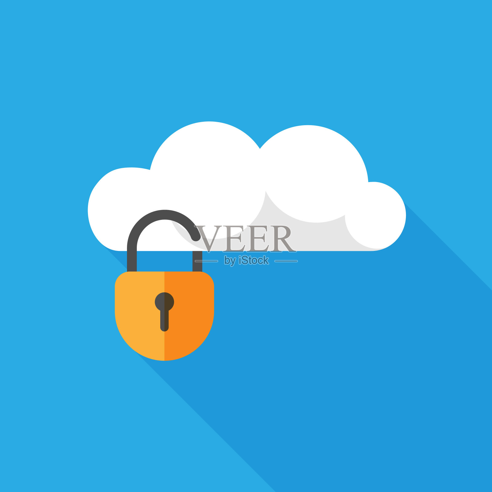 矢量云保护概念隔离在蓝色背景。插画图片素材