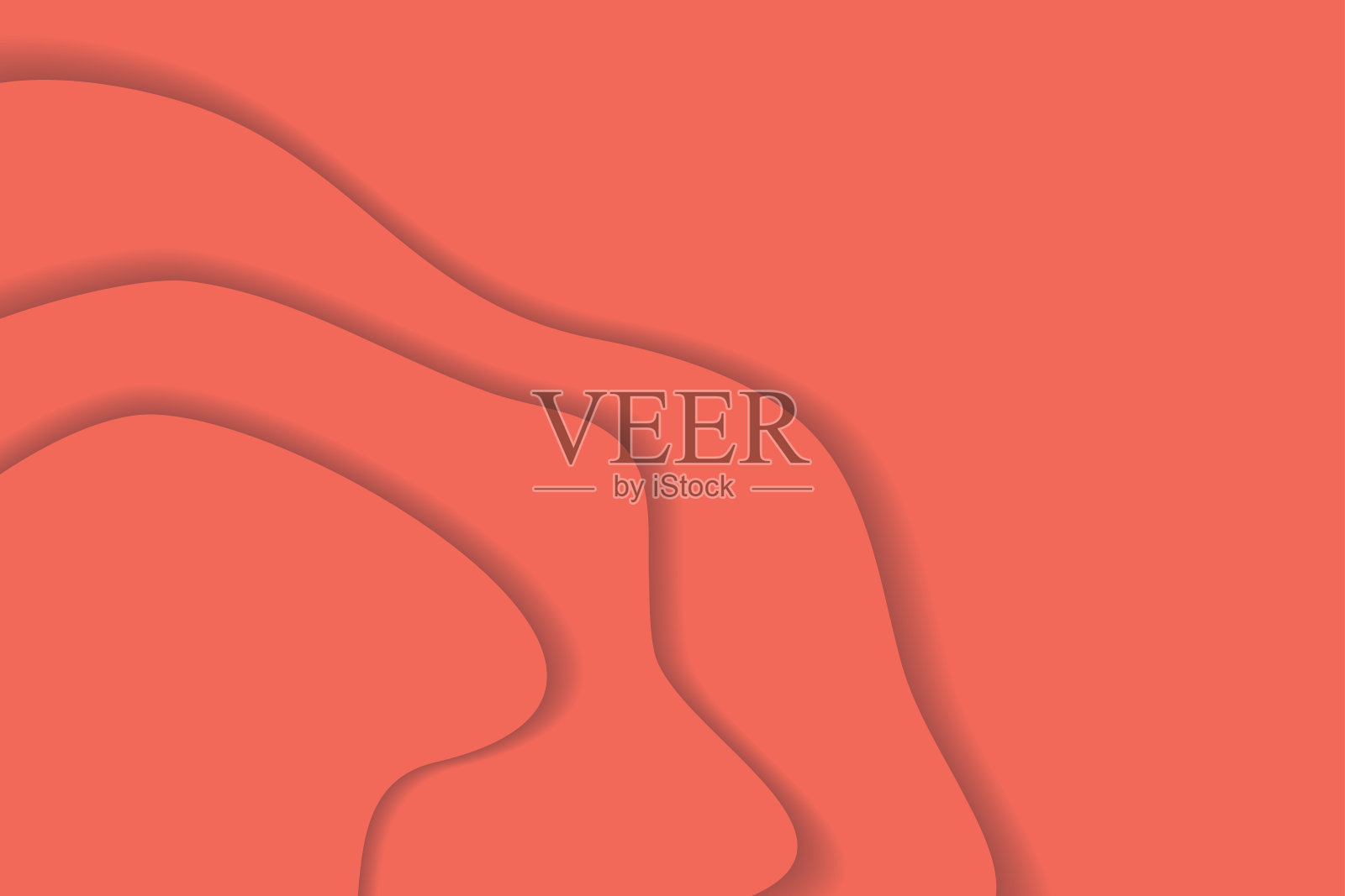 抽象的背景模板艺术与剪纸形状风格在柔和的红色。现代，时尚，弯曲，波浪形状的矢量艺术。插画图片素材