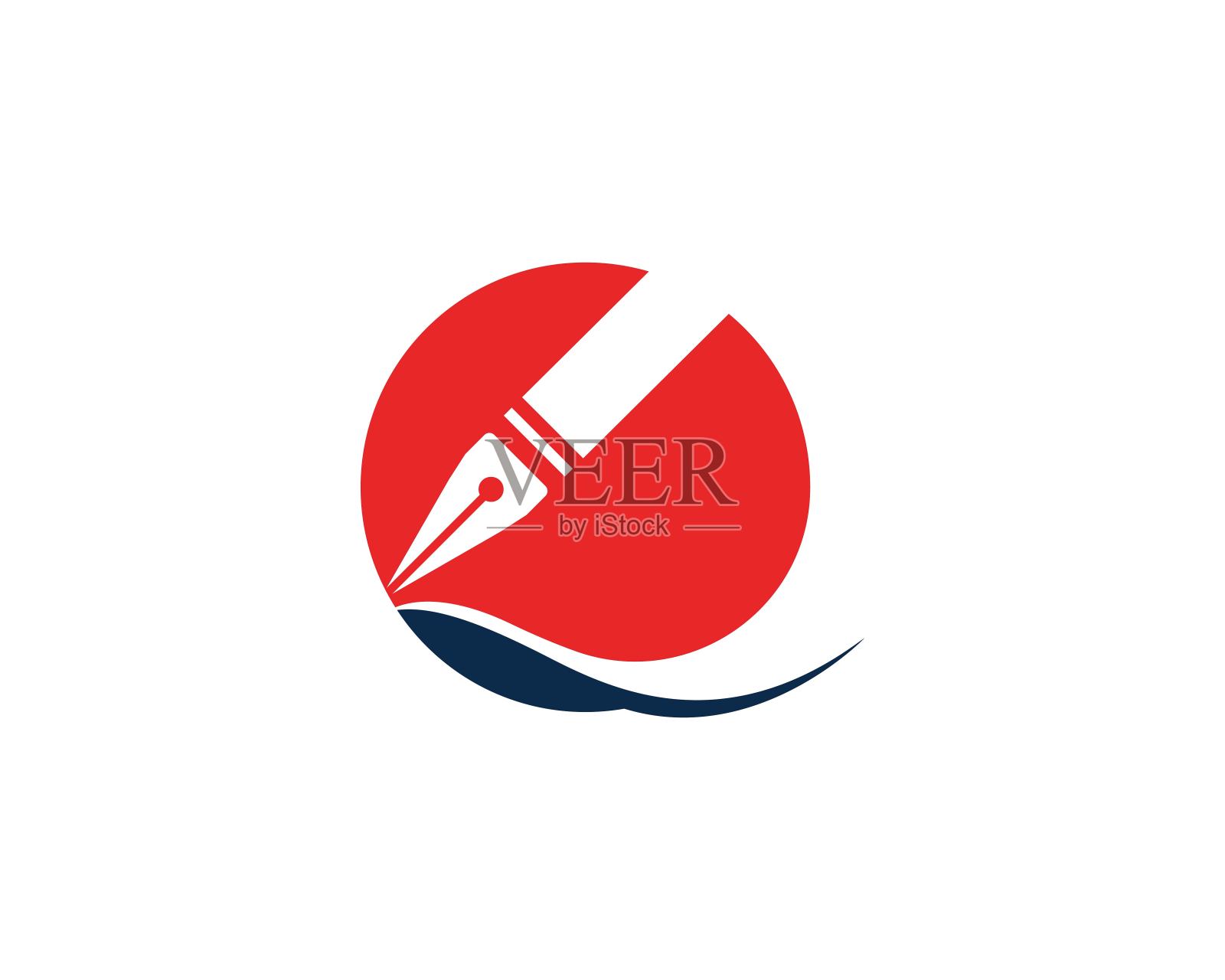 羽毛笔Logo模板插画图片素材