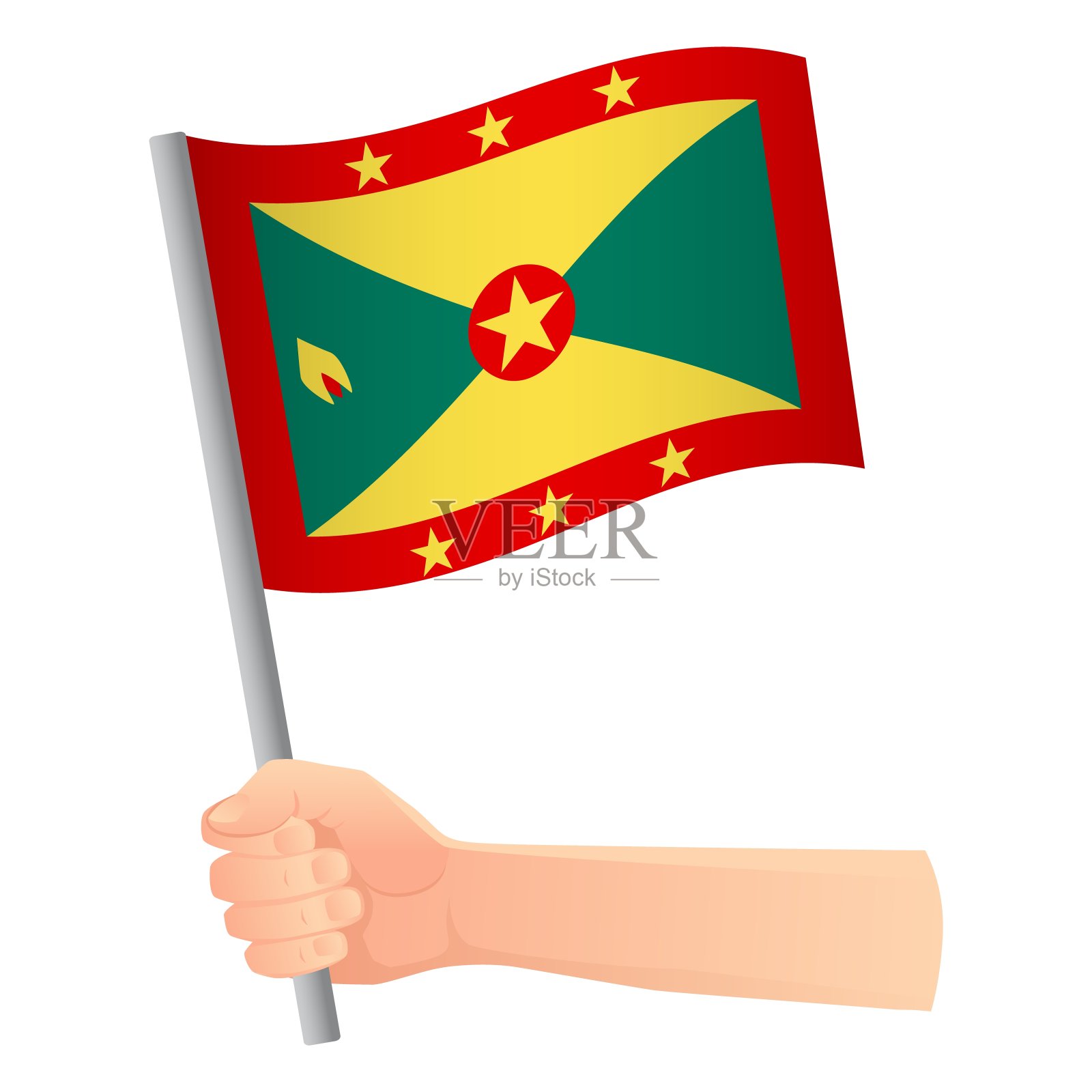 手中拿着格林纳达国旗设计元素图片