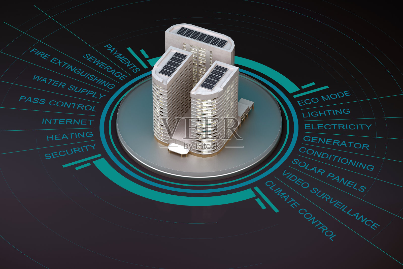 带有信息图表的现代智能住宅照片摄影图片