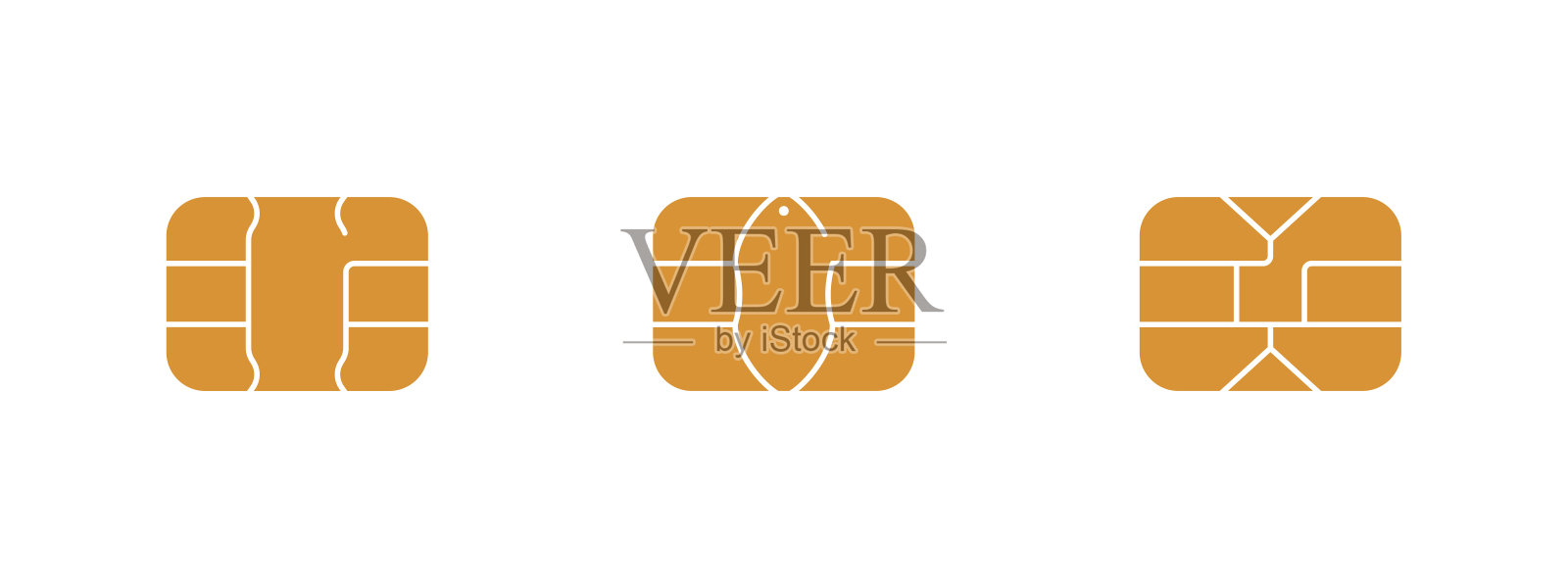 EMV芯片图标为银行塑料信用卡或借记卡。矢量符号说明插画图片素材