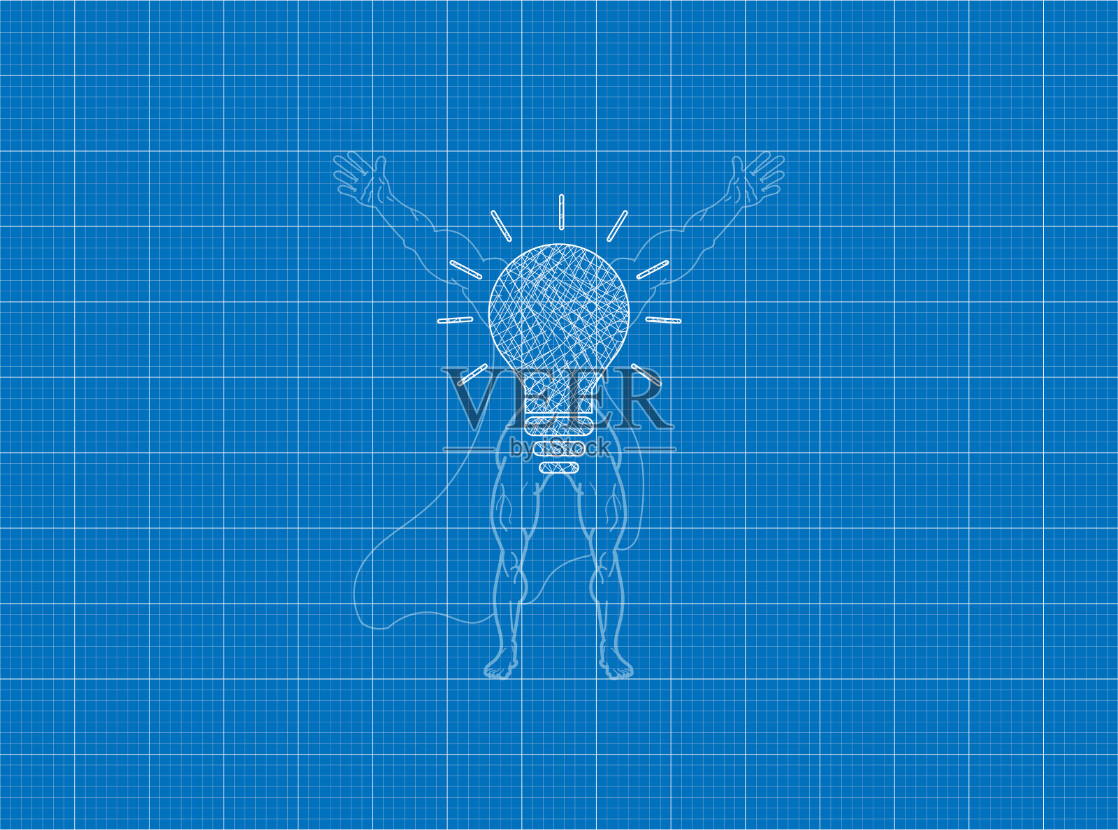 超级灯泡的蓝图请举手插画图片素材