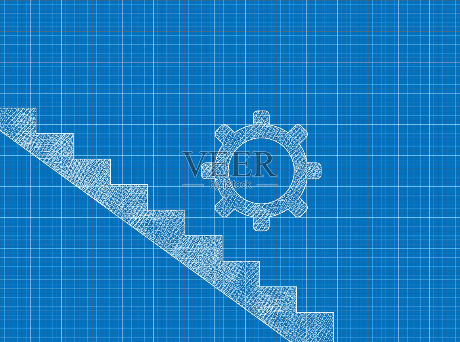 车轮楼梯移动的蓝图插画图片素材