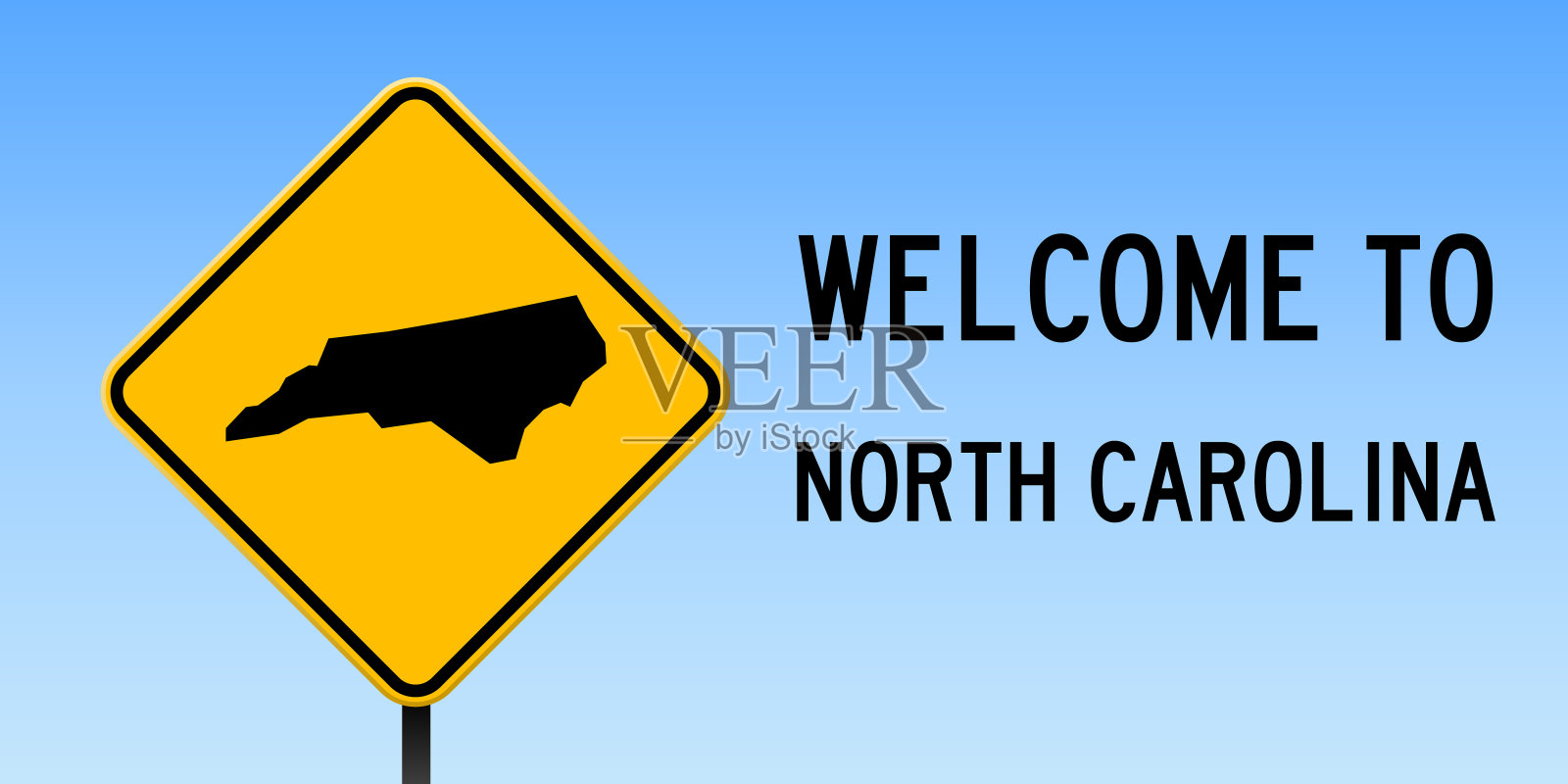 北卡罗莱纳州地图上的路标。插画图片素材