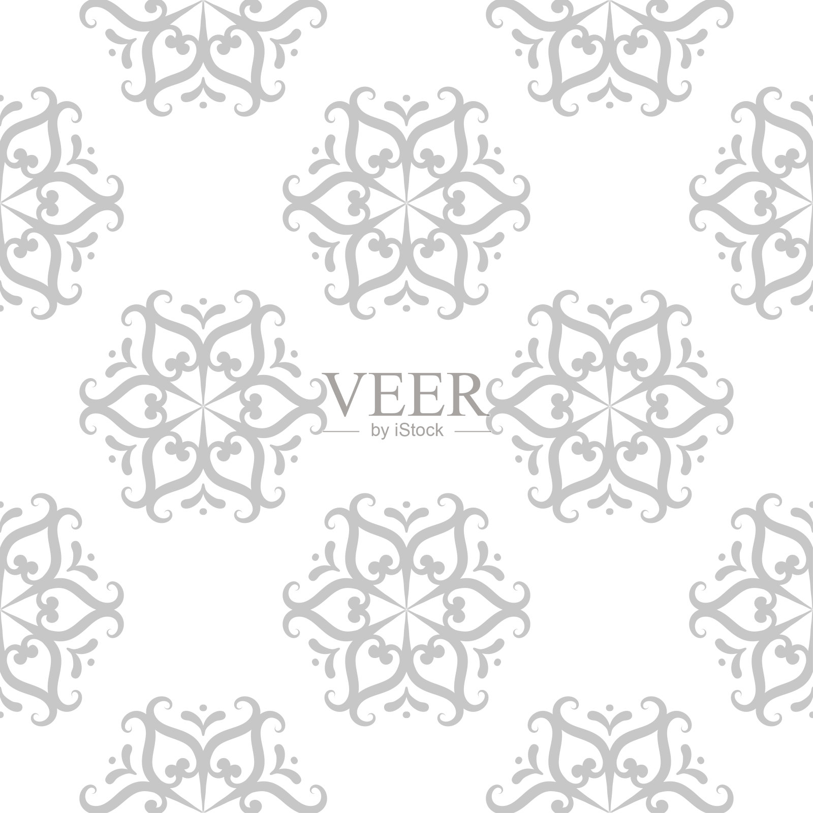 灰色无缝花图案上的白色背景插画图片素材