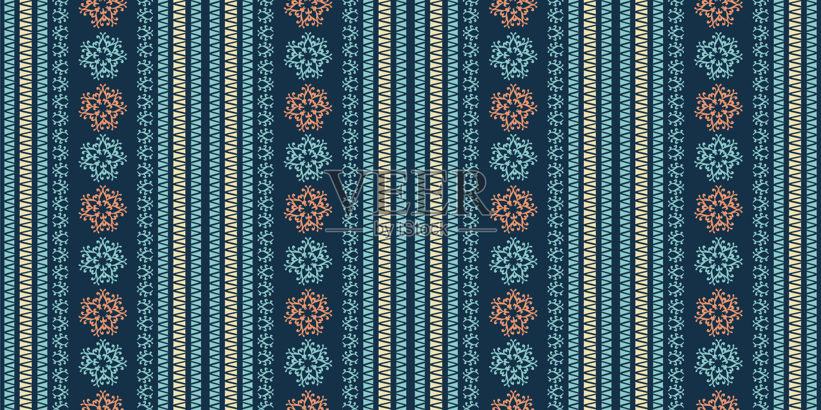 印第安部落无缝图案多色抽象。矢量插图时尚包装和纺织印花。插画图片素材