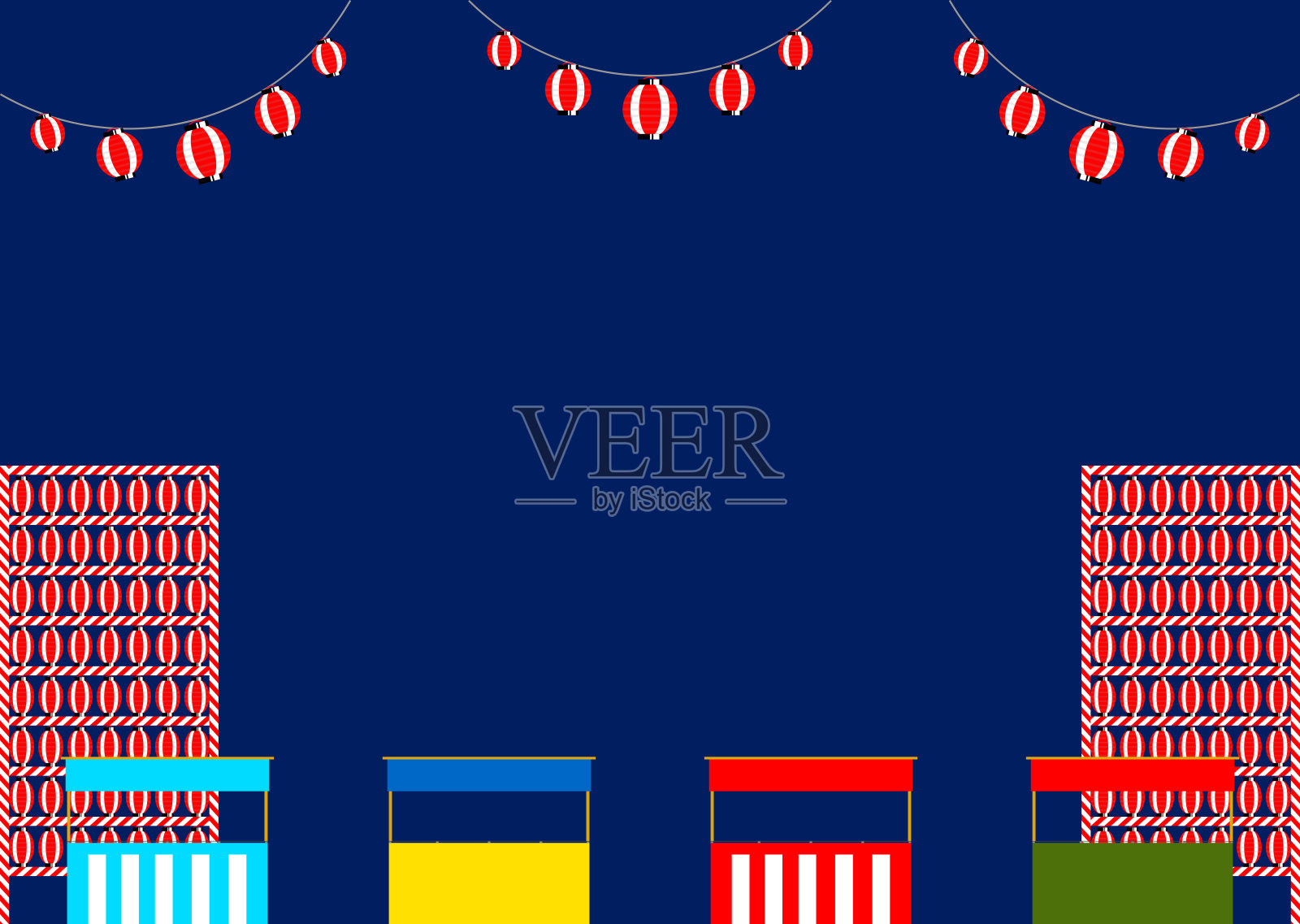 日本传统节日形象插画与纸灯笼插画图片素材