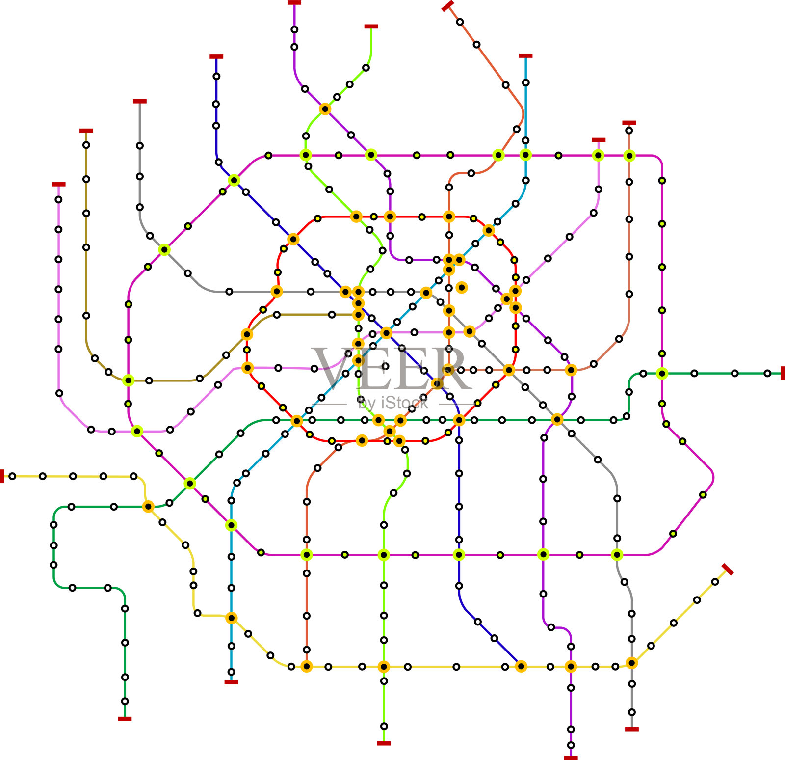 公共交通，地铁地图，虚构的矢量艺术插画图片素材