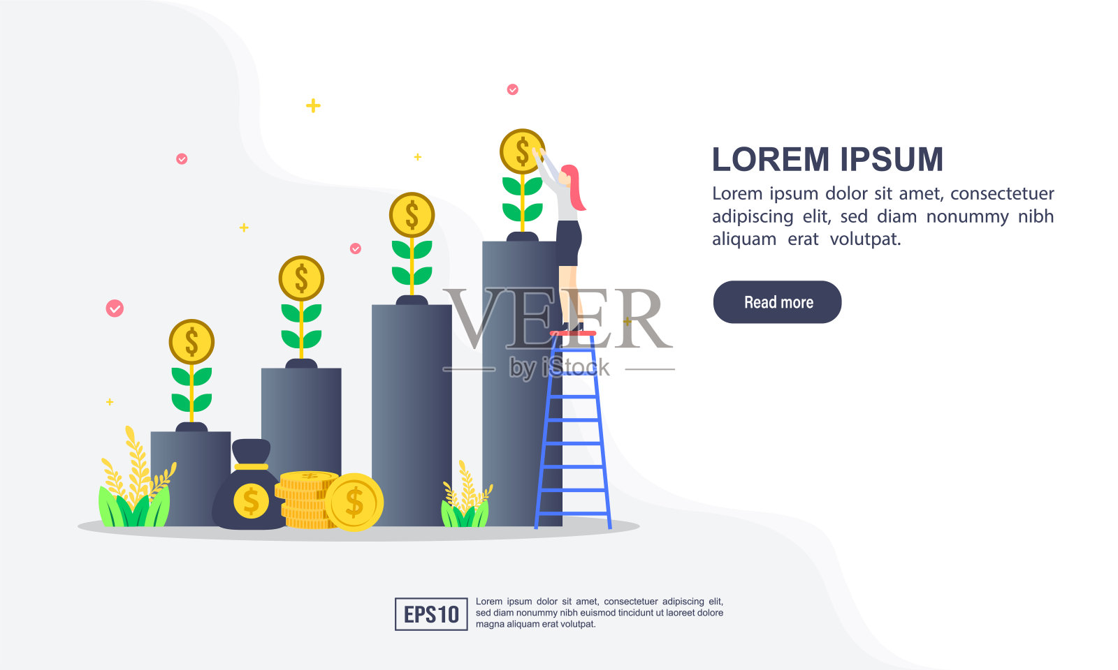 矢量插图的概念与投资回报的特点。现代插图概念的横幅，传单，促销，营销材料，在线广告，业务演示插画图片素材