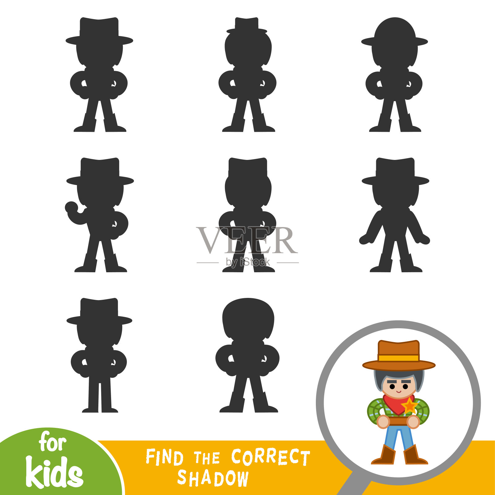 找到正确的影子，孩子们的游戏，警长设计元素图片