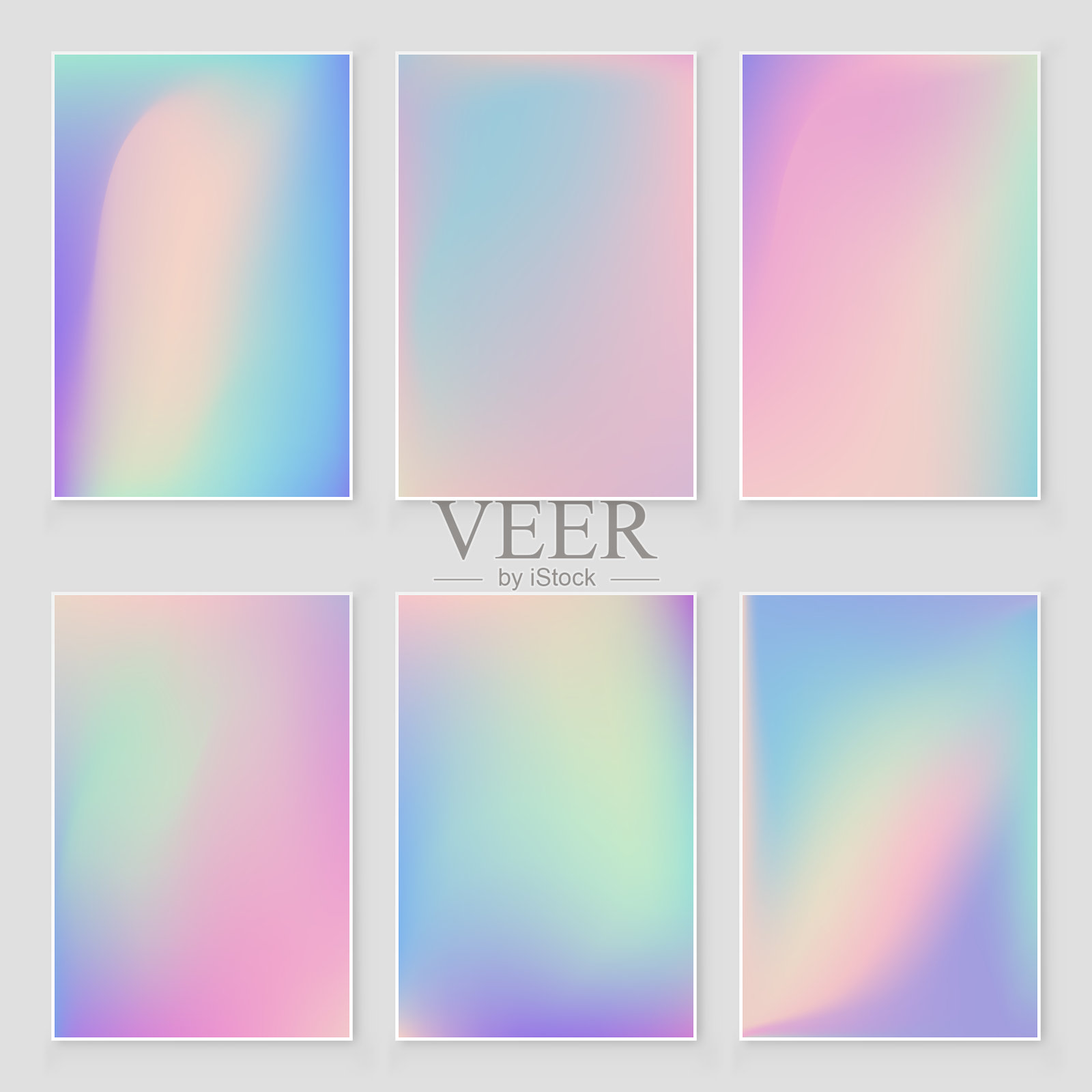 摘要全息彩虹箔纹理集。现代风格插画图片素材