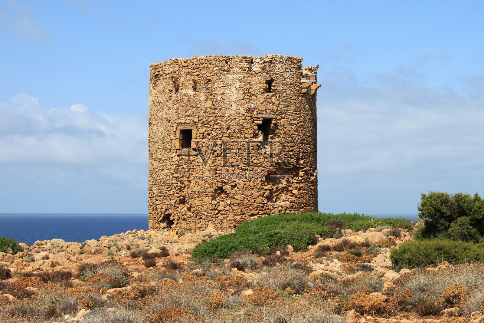 撒丁岛Cala domestictica塔照片摄影图片