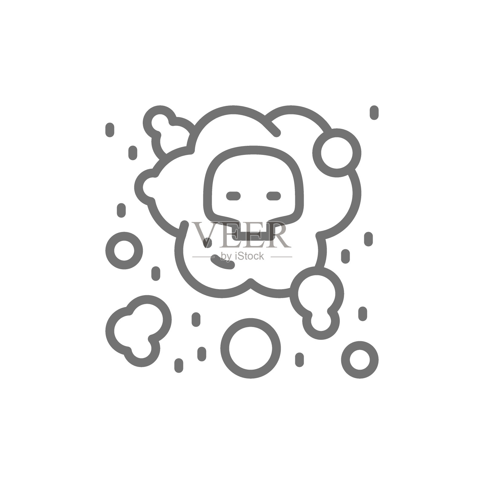 空气污染，工业烟雾线图标。插画图片素材