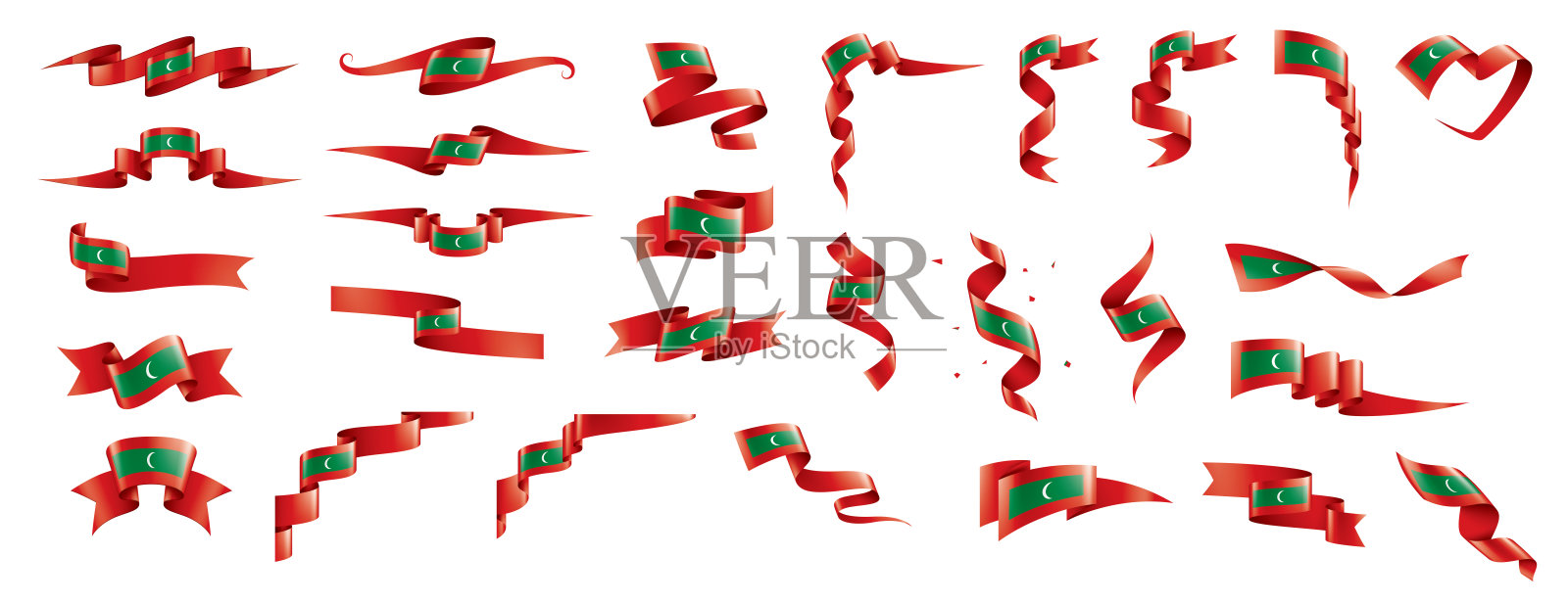 马尔代夫国旗，矢量插图在白色的背景插画图片素材