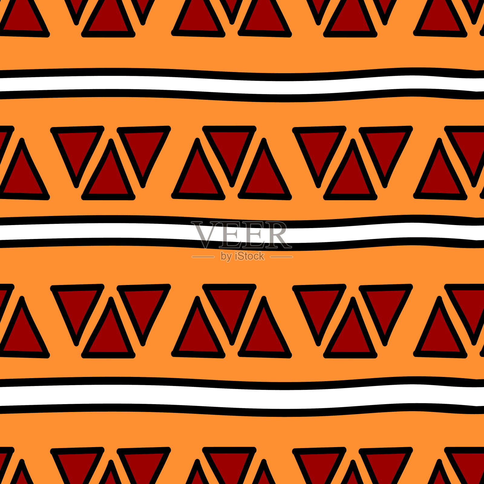 阿兹特克无缝模式与有机部落手绘多色背景。民族绘画符号矢量插图时尚包装和纺织印花。插画图片素材