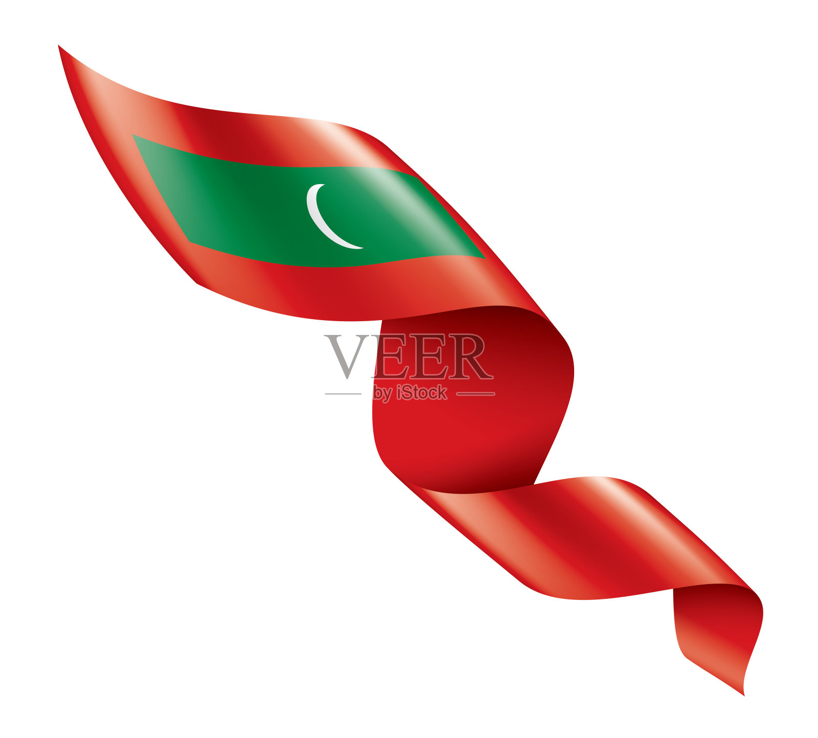 马尔代夫国旗，矢量插图在白色的背景插画图片素材