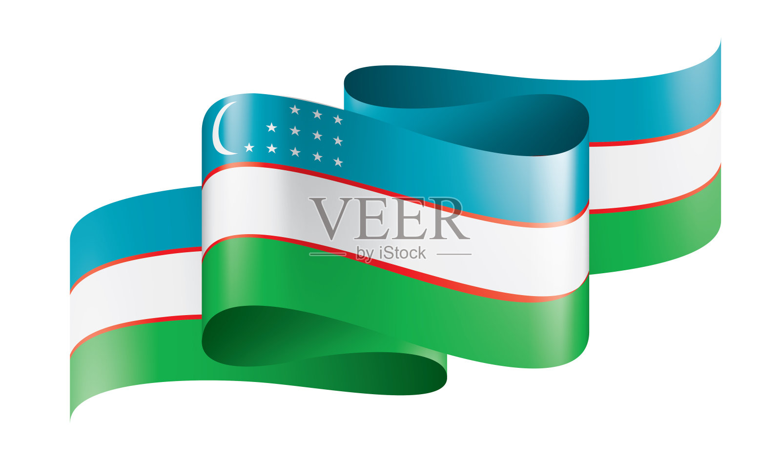 乌兹别克斯坦国旗，矢量插图在白色的背景插画图片素材