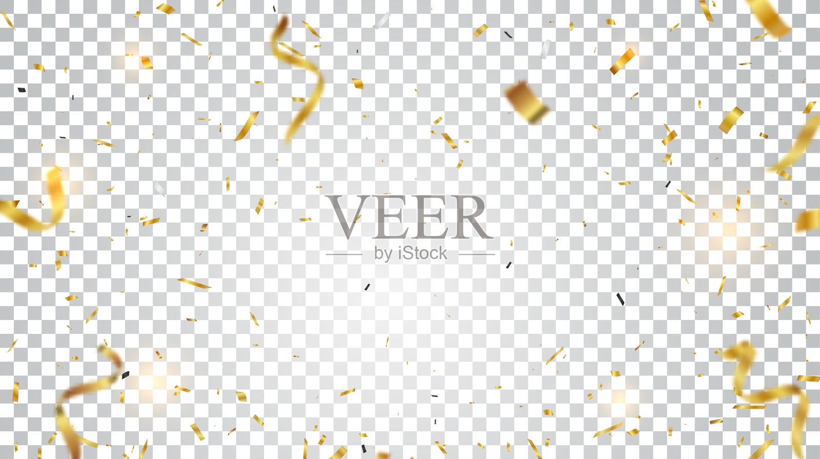 金色纸屑背景，透明背景插画图片素材