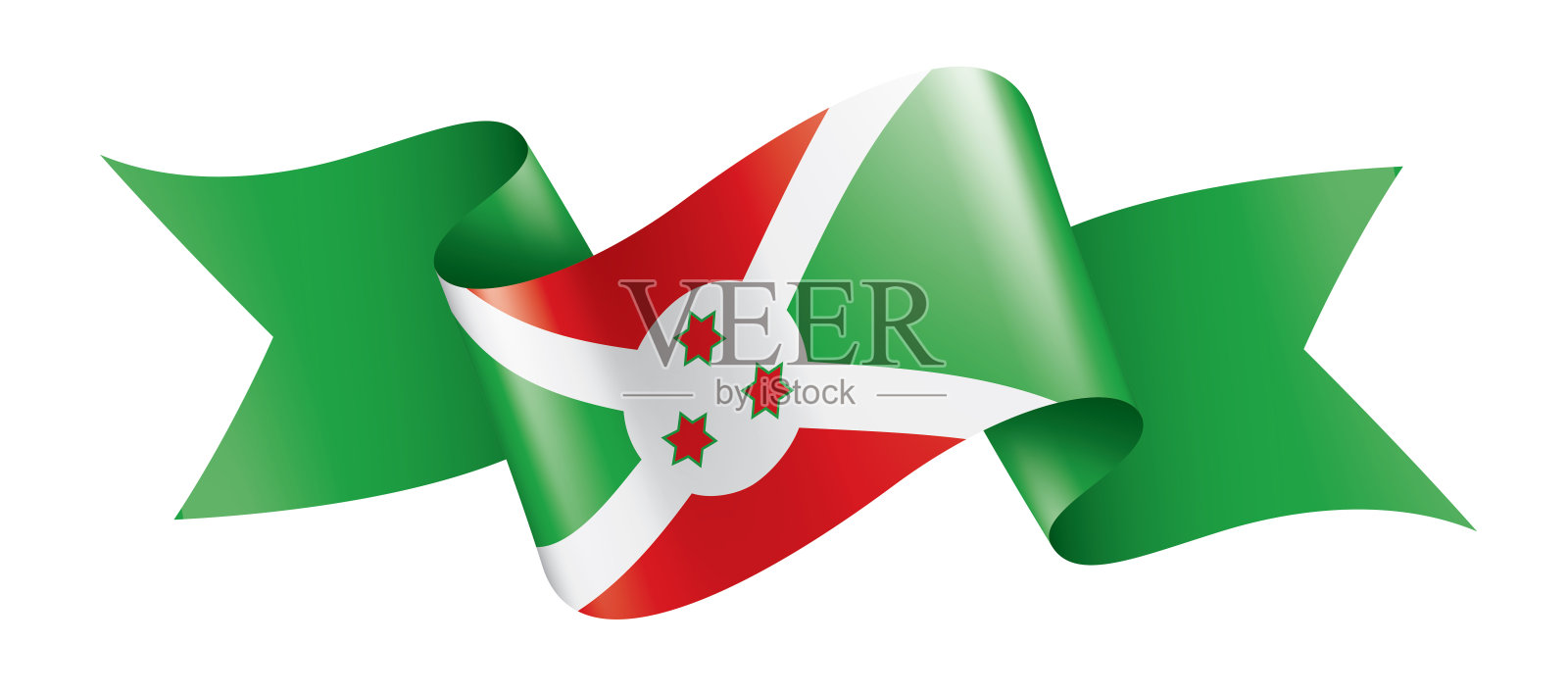 布隆迪国旗，白色背景矢量插图设计元素图片