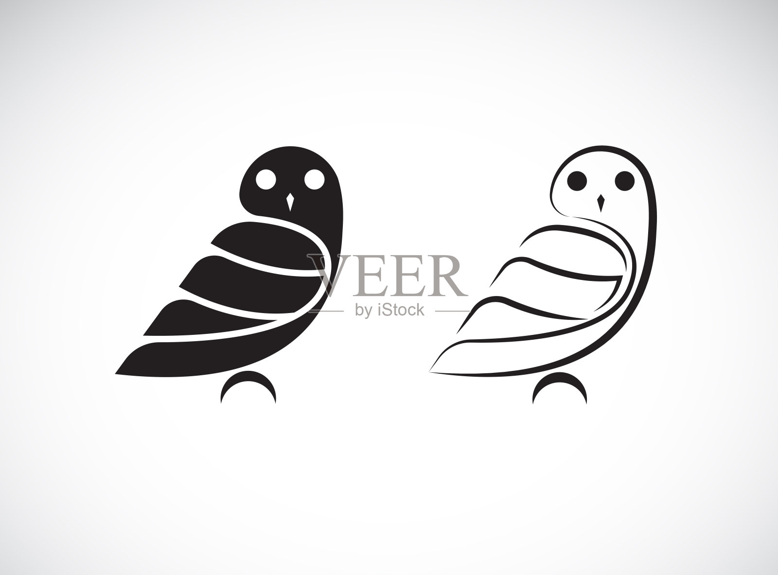 白色背景上的猫头鹰向量设计。野生动物。鸟的标志或图标。易于编辑的分层矢量插图。设计元素图片