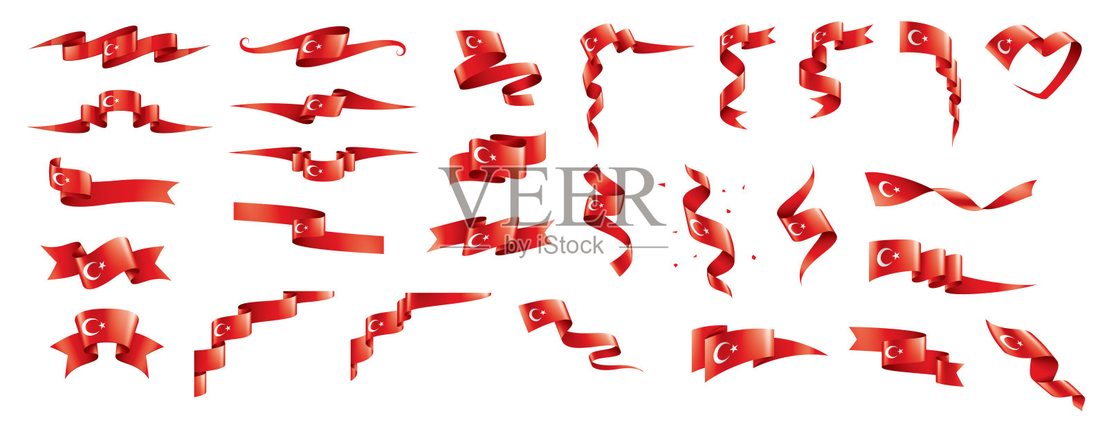 土耳其国旗，矢量插图在白色的背景插画图片素材