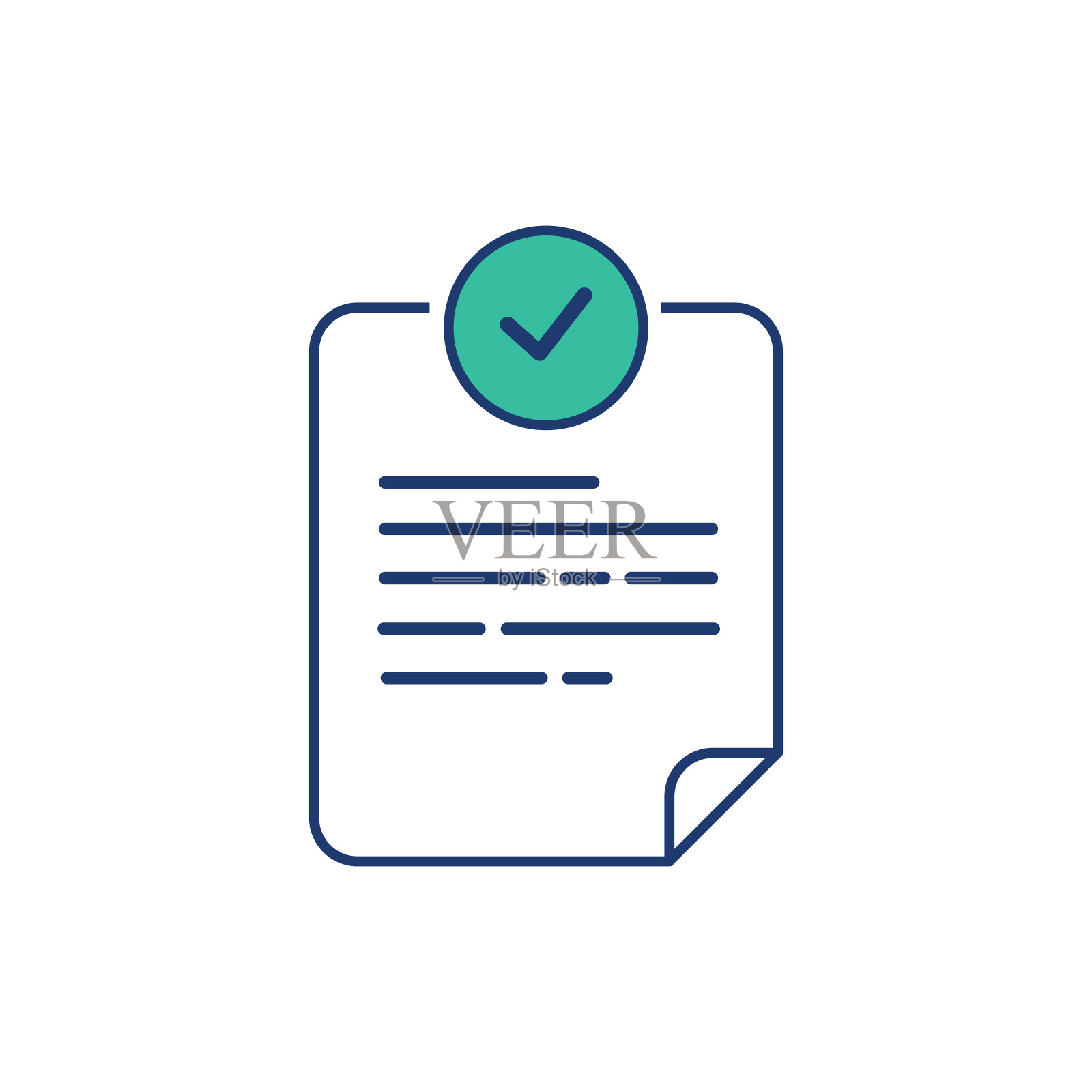 平直样式的遵从性文档图标。经过批准的过程矢量插图在白色孤立的背景。选择目录插画图片素材