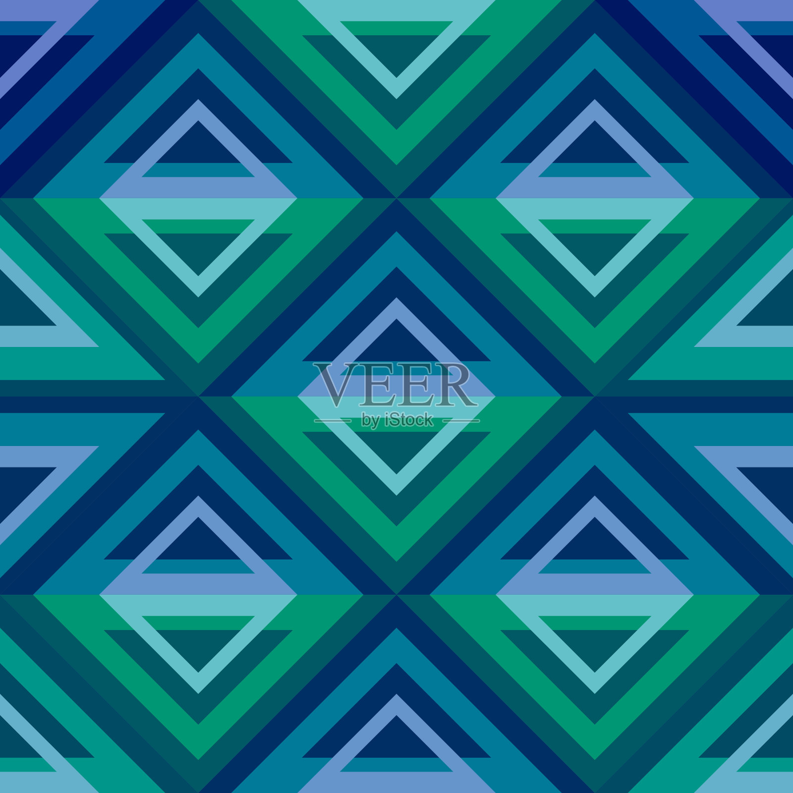 几何抽象无缝图案与部落钻石风格彩色矢量插图时尚纺织印花和包装。插画图片素材