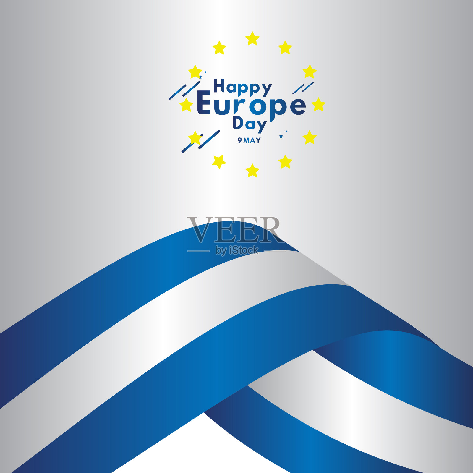 快乐的欧洲日庆祝旗帜矢量模板设计插图设计模板素材