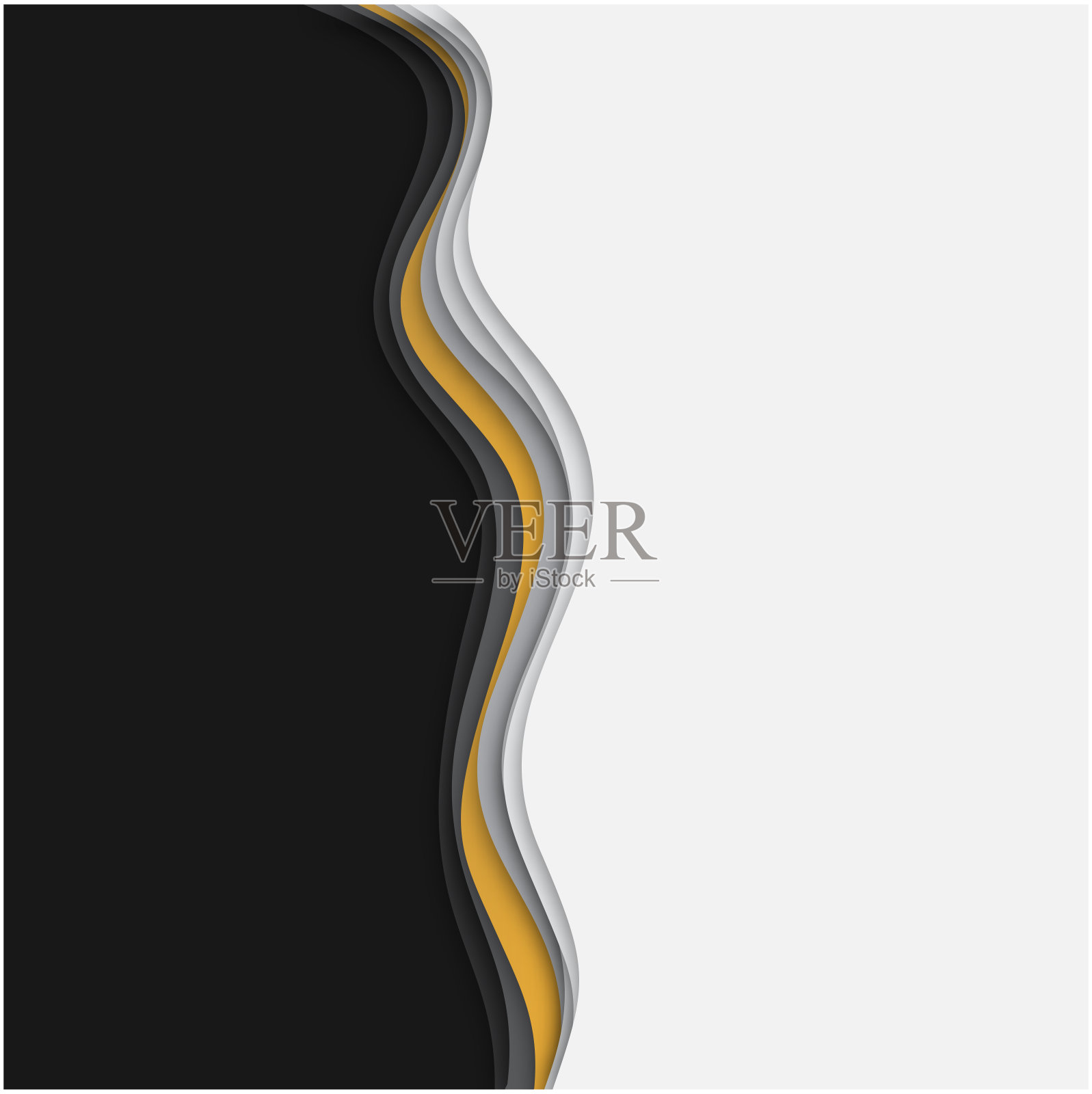 3d纸艺术插图。金色和灰色的半色调渐变。俯瞰全景，俯瞰河的全景。设计横幅展示，传单，海报和邀请的布局。矢量图插画图片素材